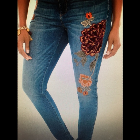 Chico's Denim - CHICO'S VELVET APPLIQUE JEGGINGS SIZE MISSES 4 NWT